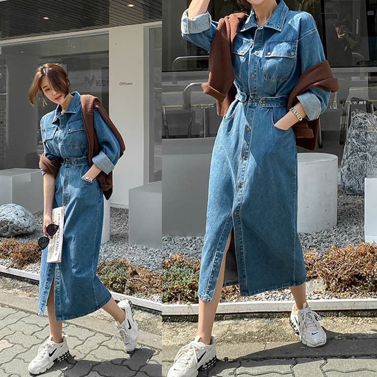 センターボタンデニムワンピース ウエストマーク スリット 品番 Ad Premium K プレミアムケー のレディースファッション通販 Shoplist ショップリスト