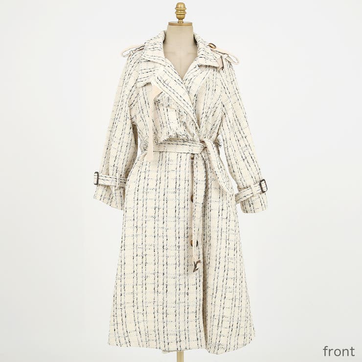 ツイードトレンチコート ロングコート エポーレット[品番：AD000012604