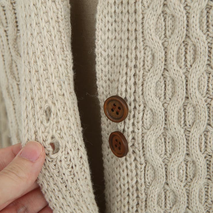 フードロングニットカーディガン パーカー フーディー[品番