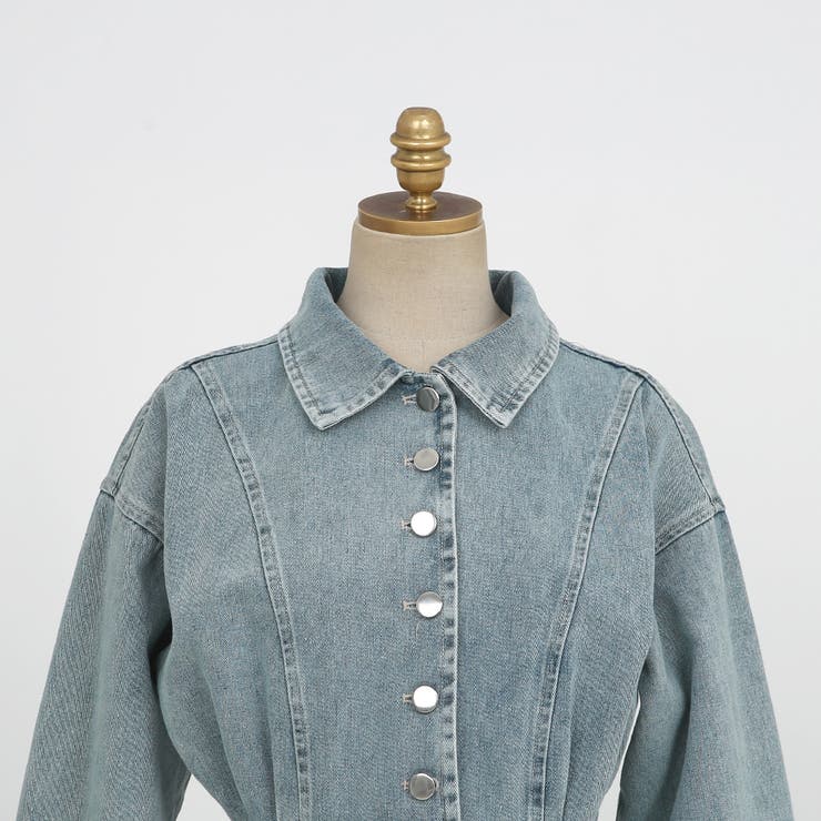 デニムシャツミニワンピース ハイウエスト ドロップショルダー | PREMIUM K | 詳細画像13 