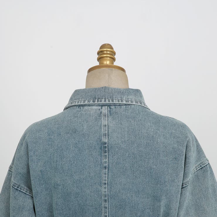 デニムシャツミニワンピース ハイウエスト ドロップショルダー | PREMIUM K | 詳細画像19 