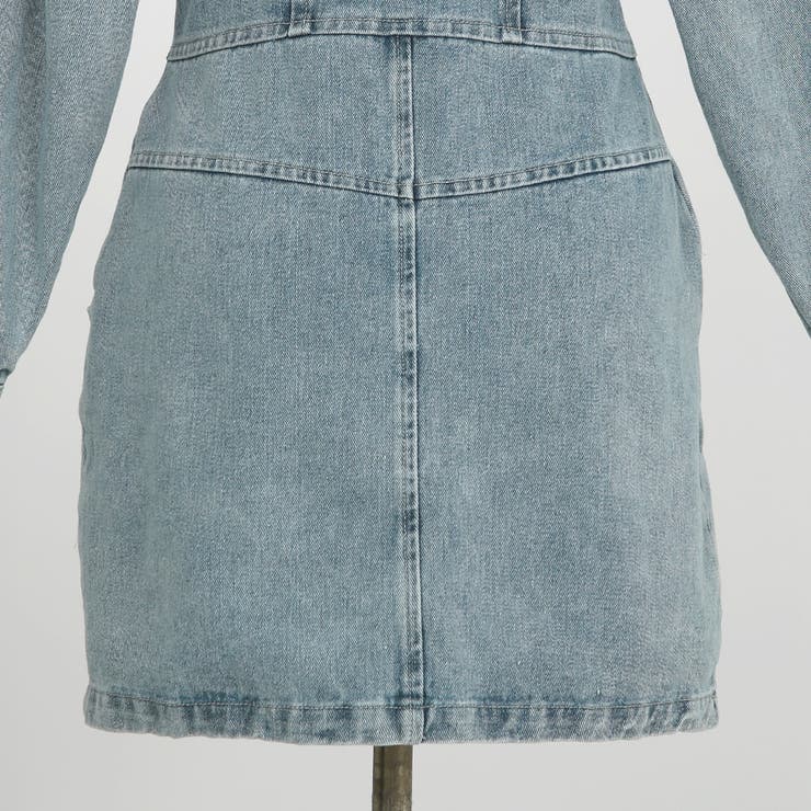 デニムシャツミニワンピース ハイウエスト ドロップショルダー | PREMIUM K | 詳細画像22 