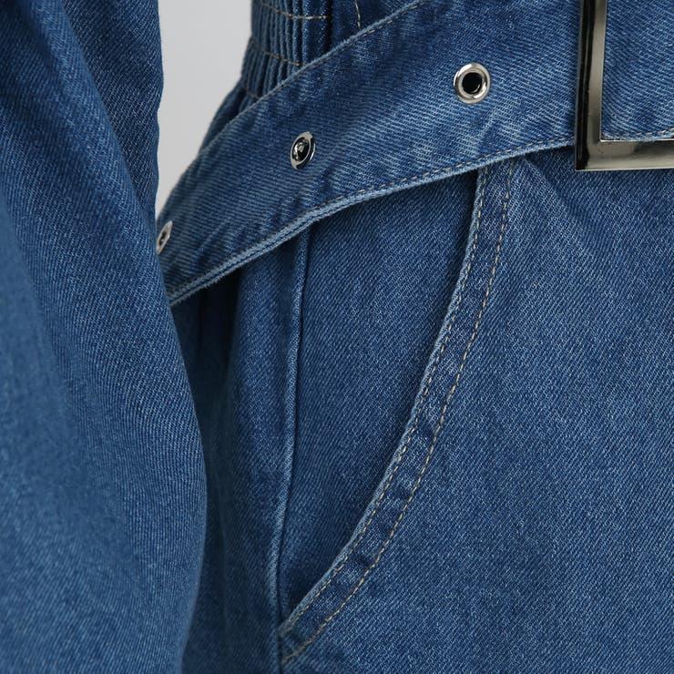 テーラードカラーデニムワンピース ウエストマーク フロントスリット | PREMIUM K | 詳細画像31 