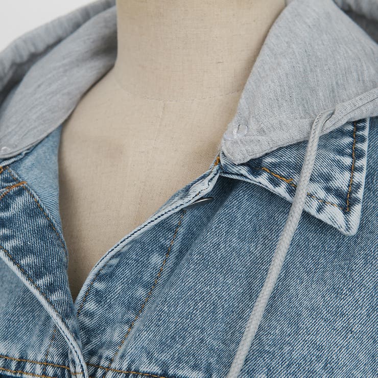 2WAYフードデニムジャケット 重ね着風 ドッキング | PREMIUM K | 詳細画像17 