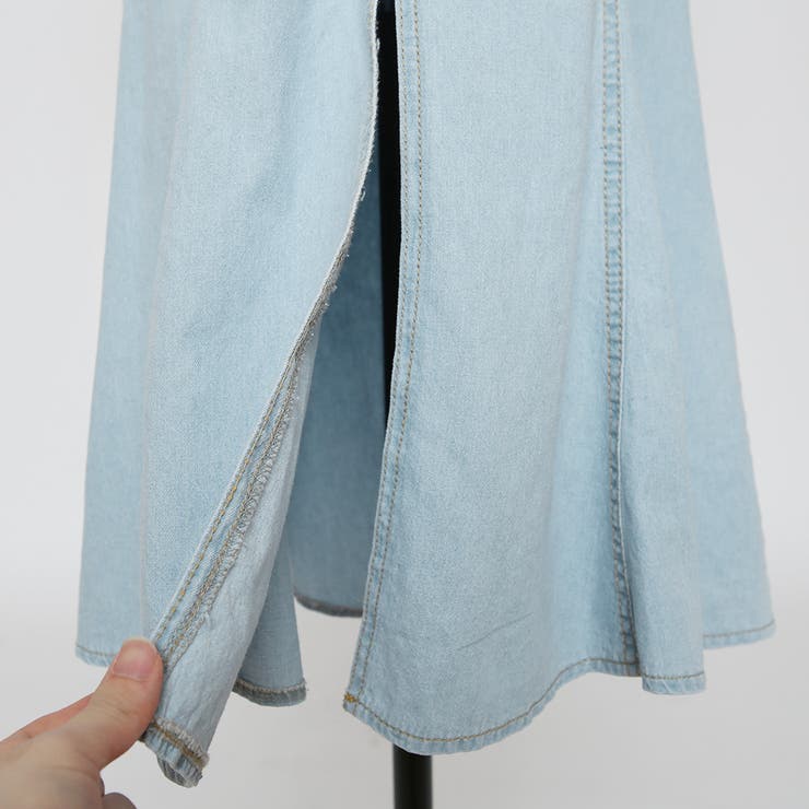 フェミニンデニムワンピース Vネック パフスリーブ | PREMIUM K | 詳細画像17 