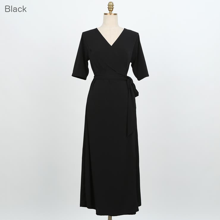 ドレッシーラップワンピース Vネック ロングワンピース[品番