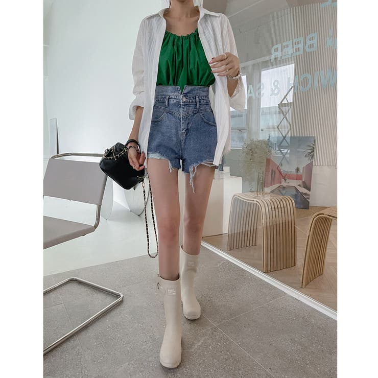 クラッシュデニムショートパンツ 2color 】クラッシュダメージブリーチデニムショートパンツ