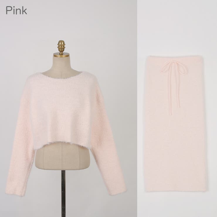 ふわふわニットツーピース クロップド丈 セットアップ[品番