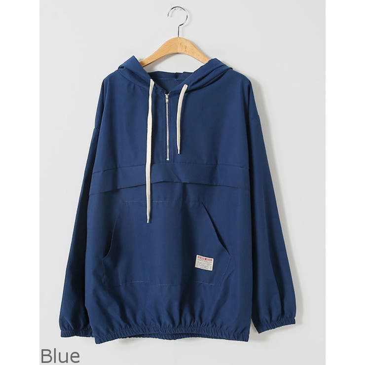 Blue | ビッグフードマウンテンパーカー ジップアップ カンガルーポケット | PREMIUM K