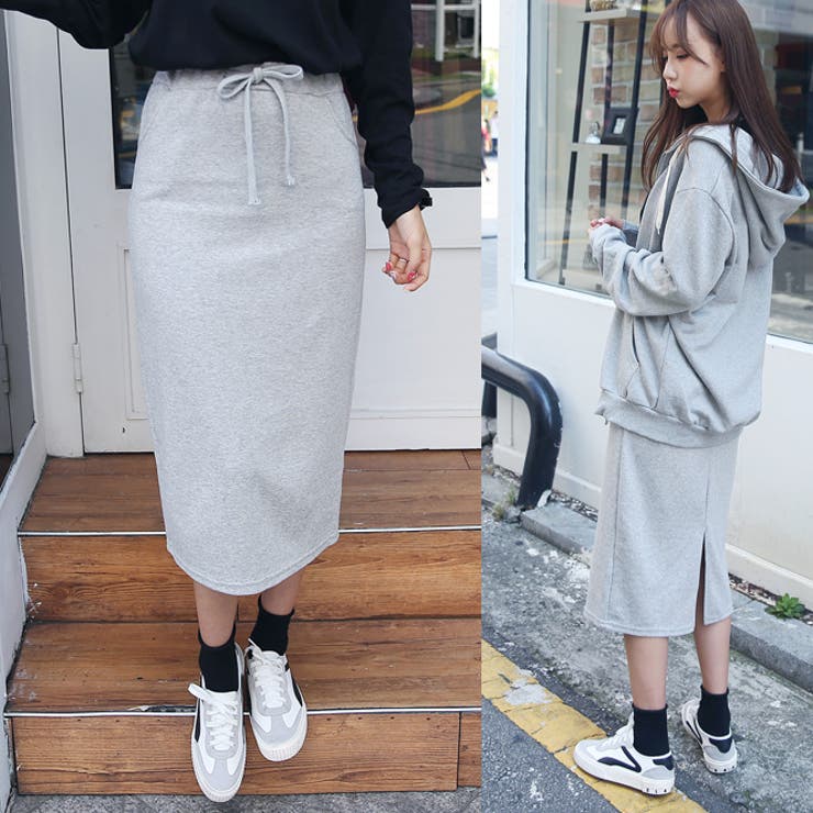 スウェットスカート ロングスカート カジュアル[品番：AD000006509