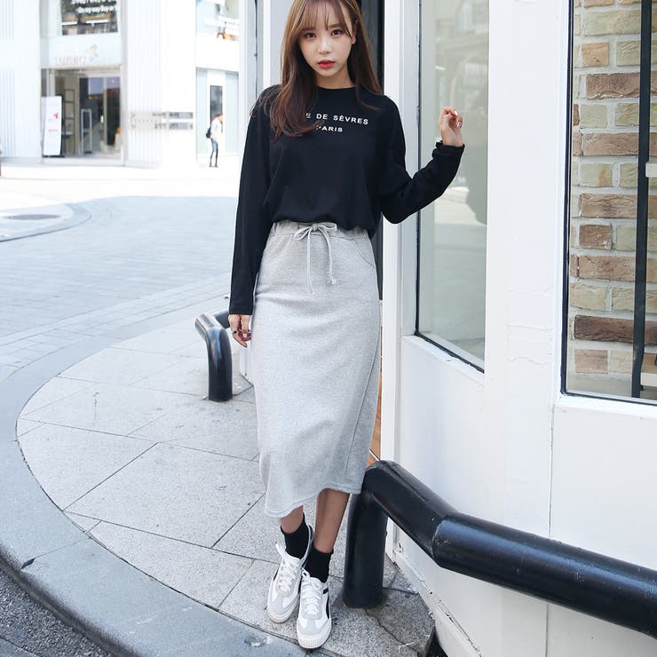 スウェットスカート ロングスカート カジュアル[品番：AD000006509