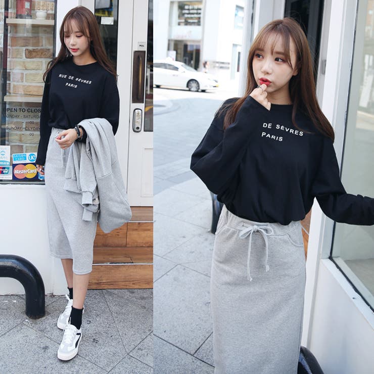 L'Appartement 切りっぱなし加工スウェットロングスカート バックスリットステッチスウェットロングスカート | ファッション通販