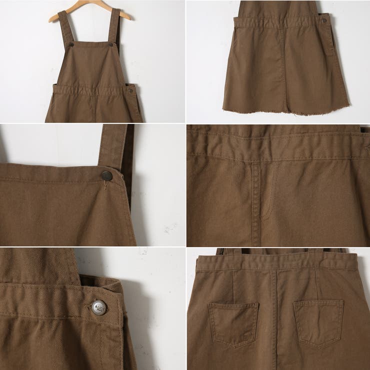 コットンサスペンダーワンピース ミニスカート サロペット[品番