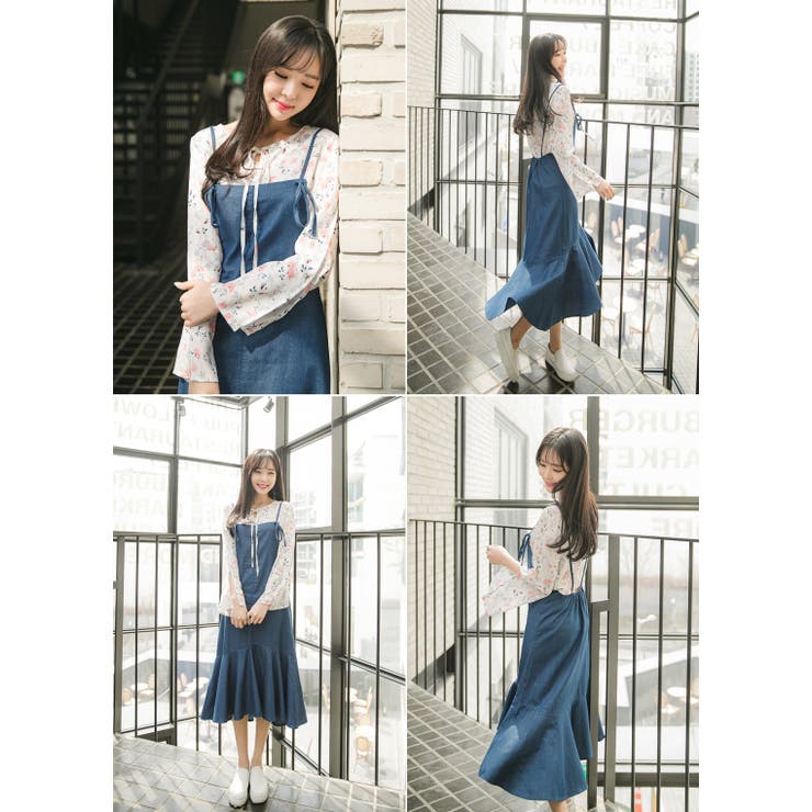 スラッシュドスリーブフラワーブラウス リボンタイ 袖スリットでルーズ感ゆれ感を演出 | PREMIUM K | 詳細画像8 