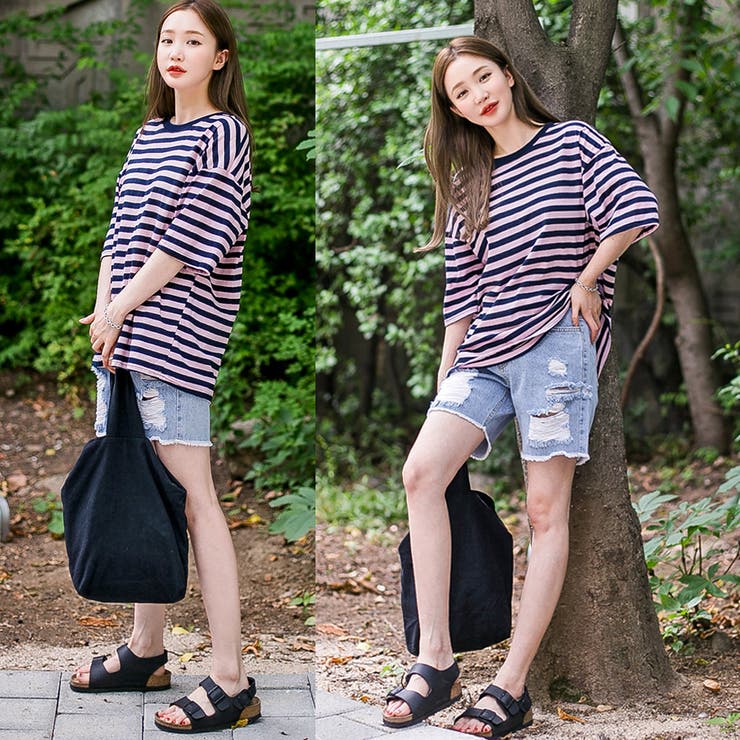 4分丈デニムパンツ 長めのショートパンツ 短パン[品番 4分丈デニムパンツ 長めのショートパンツ 短パン[品番