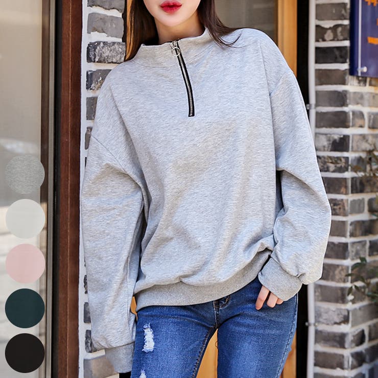 コットンハーフハイネックスウェット モックネック トレーナー[品番