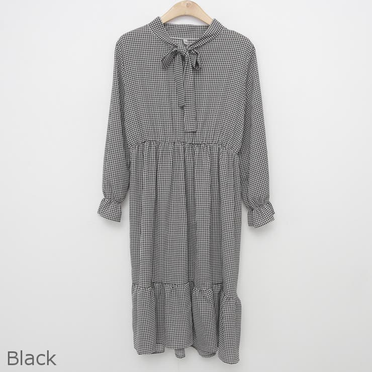 ★M&S Collection チェックリボンウエストフレア 淑女ワンピ★ ☆M&S Collection チェックリボンウエストフレア 淑女ワンピ