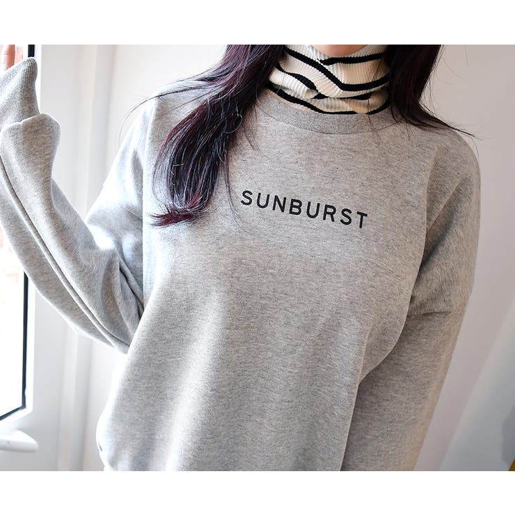 SUNBURSTタートルネック裏起毛スウェット 重ね着風 ハイネック