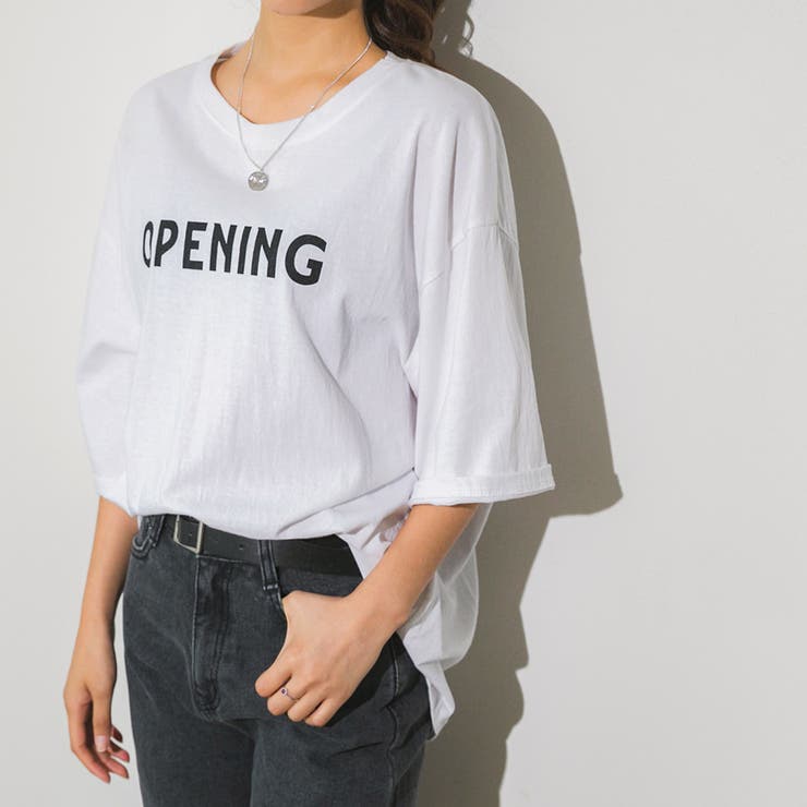 OPENINGテキストTシャツ 英字 ドロップショルダー | PREMIUM K | 詳細画像2 