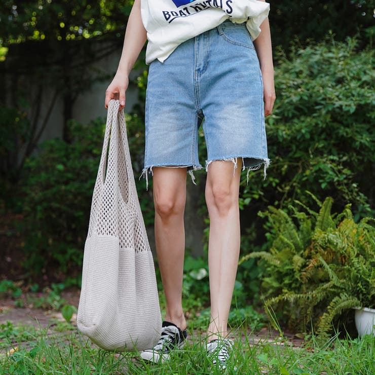 ハーフデニムパンツ ウォッシュ ショートパンツ[品番