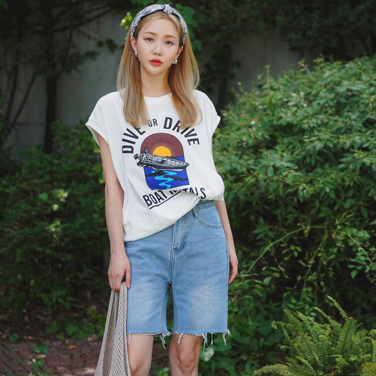 ハーフデニムパンツ ウォッシュ ショートパンツ[品番：AD000009284