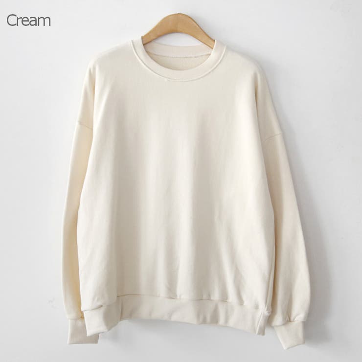Cream | くすみ色スウェット ルーズフィット ドロップショルダー | PREMIUM K