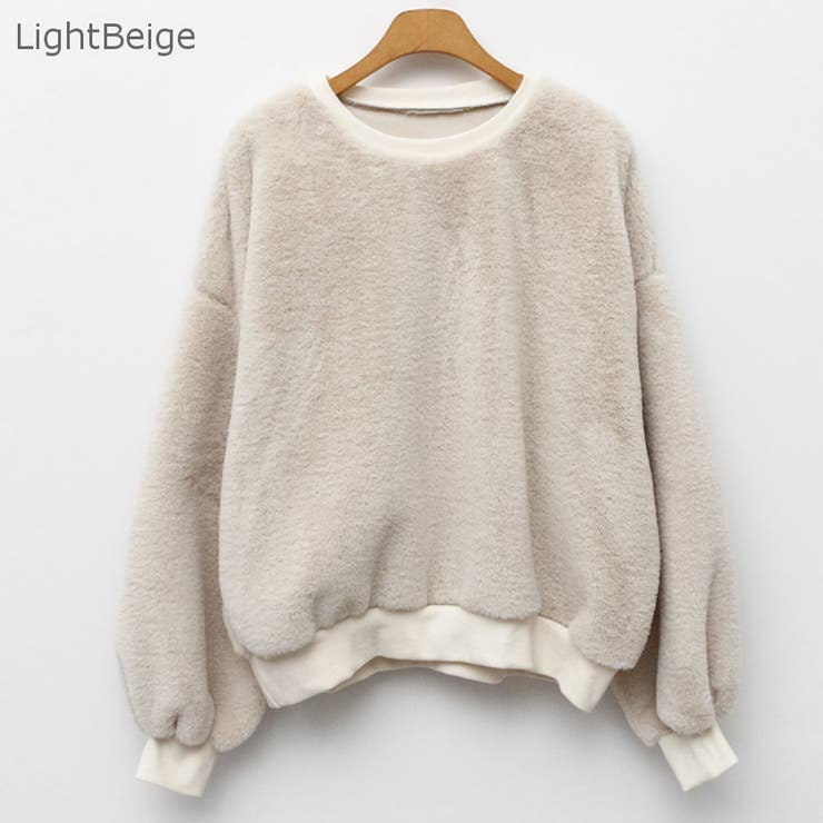 LightBeige | もこもこパフスリーブトレーナー スウェット ボア | PREMIUM K