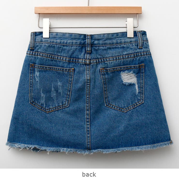 ダメージデニムパンツスカート ミニスカートのようなパンツ