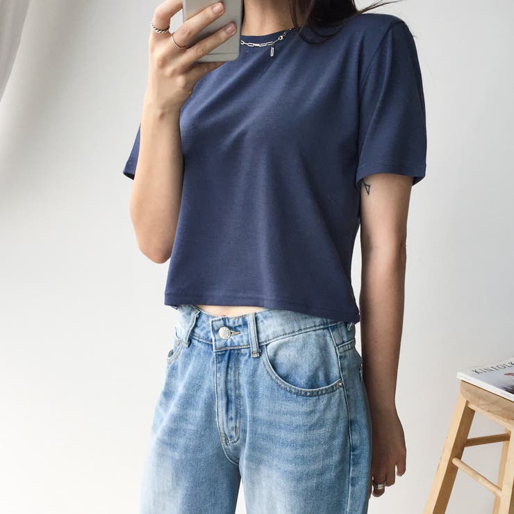 ベーシッククロップドTシャツ ショート丈 Tシャツ[品番