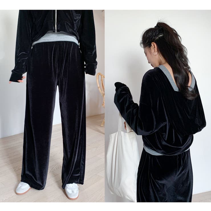 ベルベットパーカーセット セットアップ 上下セット[品番：AD000011449