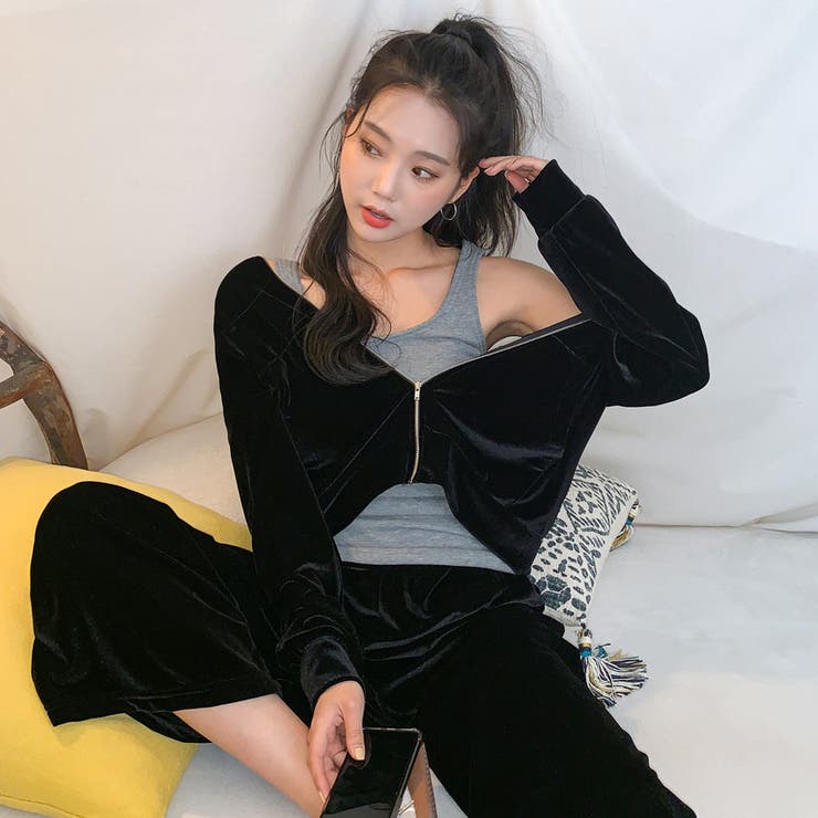 ベルベットパーカーセット セットアップ 上下セット[品番：AD000011449