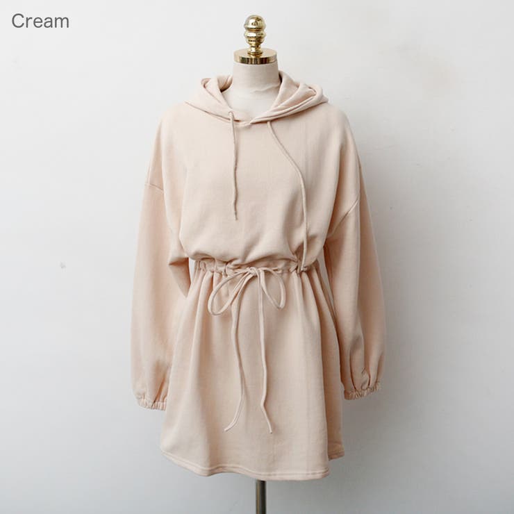 Cream | ウエストマークフードワンピース ボリューム袖 長袖 | PREMIUM K