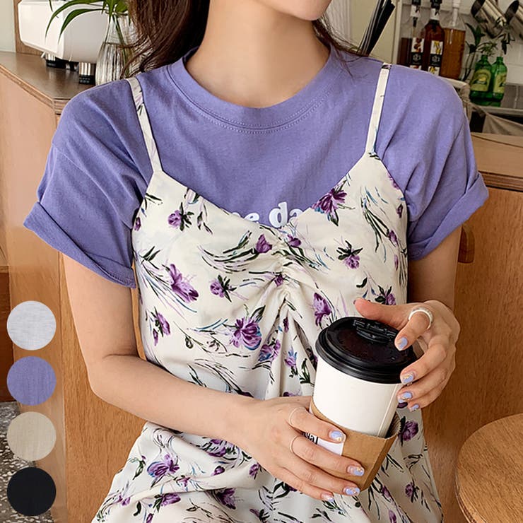 LightPurple | onedayレタリングTシャツ プリント 英字 | PREMIUM K