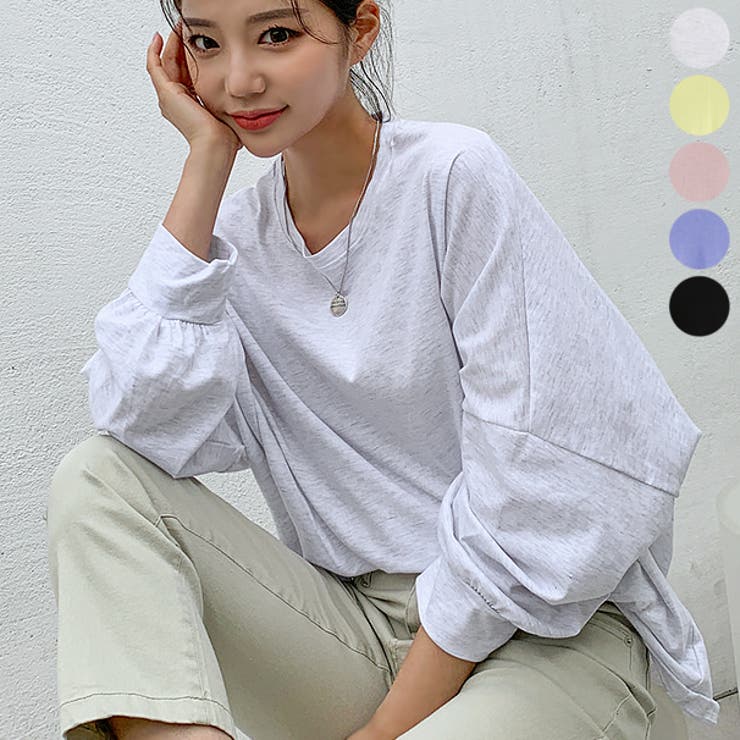 Melange | オーバーサイズコットンTシャツ ロングTシャツ スウェットスタイル | PREMIUM K