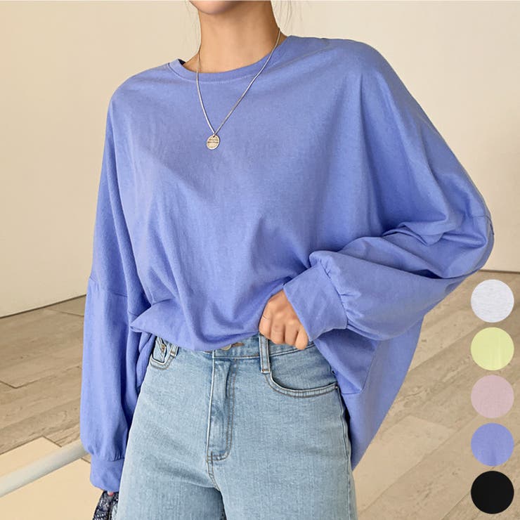 BlueNavy | オーバーサイズコットンTシャツ ロングTシャツ スウェットスタイル | PREMIUM K