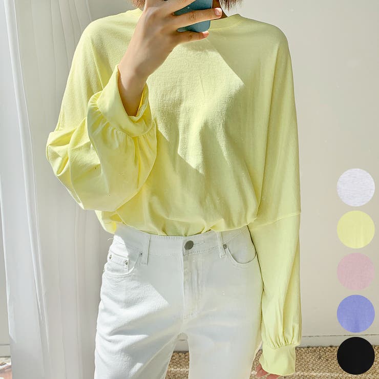 Yellow | オーバーサイズコットンTシャツ ロングTシャツ スウェットスタイル | PREMIUM K