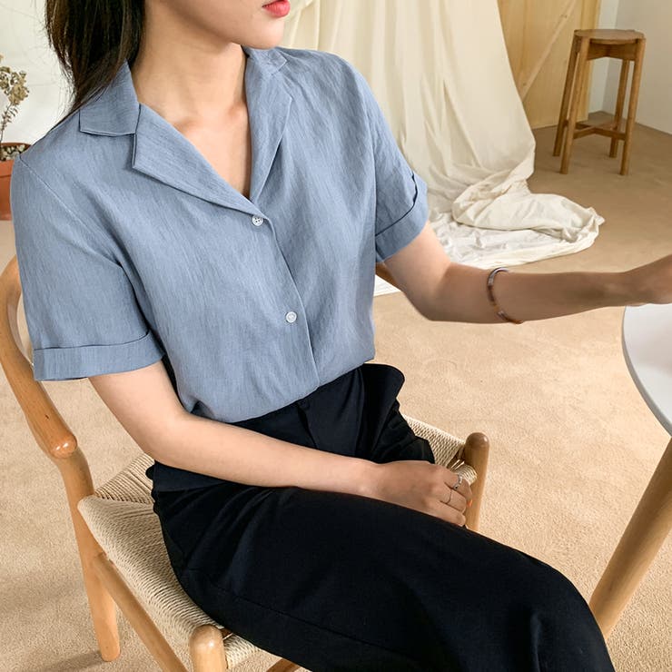 シャツ ブラウス 半袖 前開き 襟付きシャツ おしゃれ 折襟 胸元ポケット ふんわり 半袖シャツ レディース 襟付き シャツブラウス 全開 ボタン止め ワイシャツ シャツブラウス レディース 半袖 開襟シャツ 花柄刺繍 折り襟