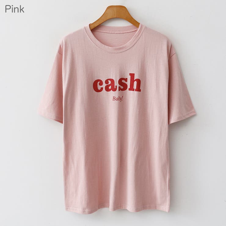 Pink | cashレタリングTシャツ ロゴT 半袖 | PREMIUM K