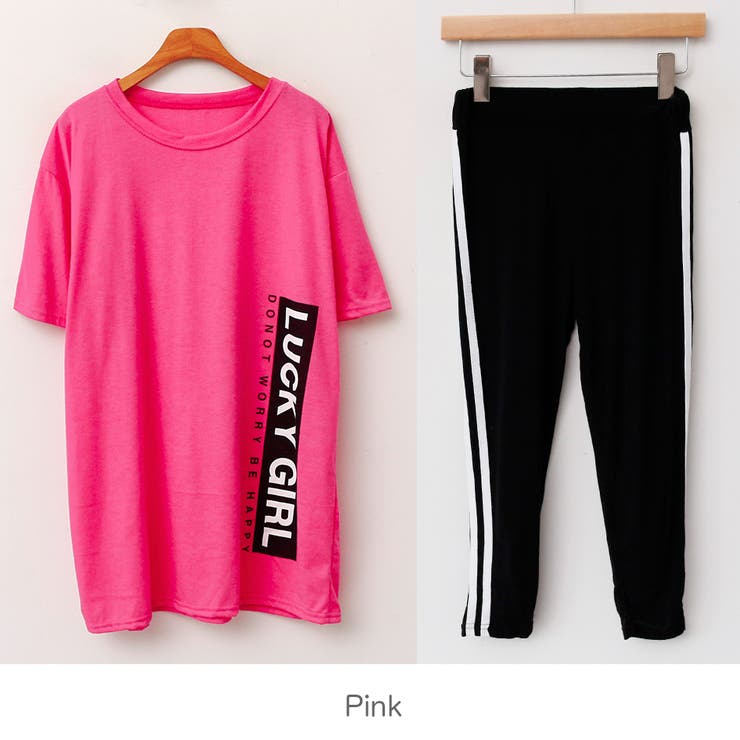 Pink | LuckyGirlレギンスセット セットアップ ツーピース | PREMIUM K