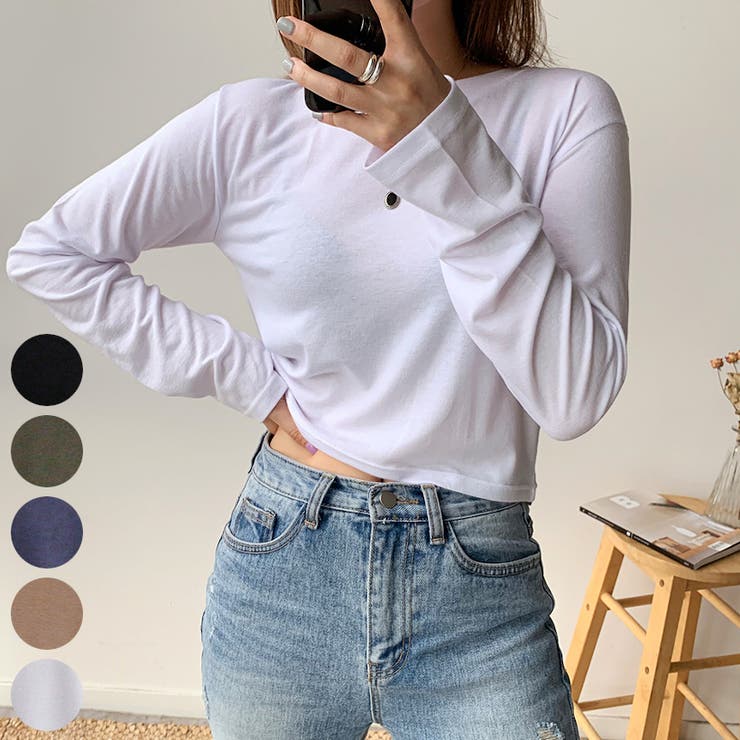 やわらかクロップドロングTシャツ ロンT 長袖[品番：AD000012466