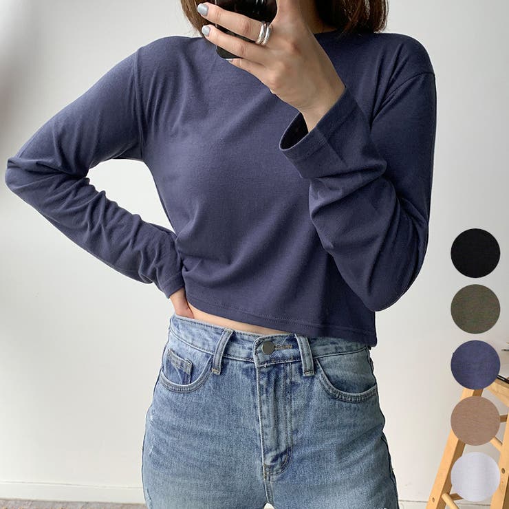 やわらかクロップドロングTシャツ ロンT 長袖[品番：AD000012466