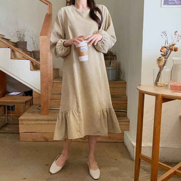 後ろさがりのコーデュロイワンピース ロングワンピース ミディ丈 | PREMIUM K | 詳細画像9 