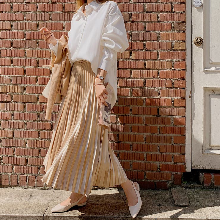 【ANINE BING】erin silk-charmeuse ミディ スカート ANINE BING Erin Silk Side Slit-detail Skirt Beige L
