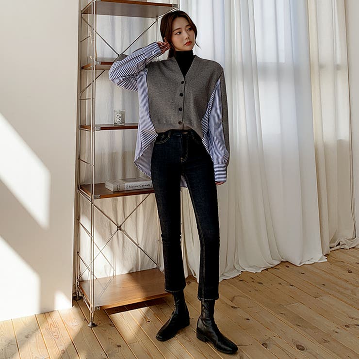 裏起毛サイドスリットデニム ジーンズ クロップド丈 | PREMIUM K | 詳細画像10 