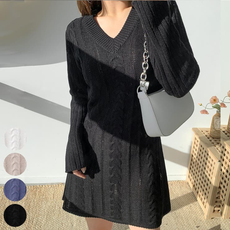 プレッツェルニットワンピース ミニワンピース Vネック 品番 Ad Premium K プレミアムケー のレディースファッション通販 Shoplist ショップリスト
