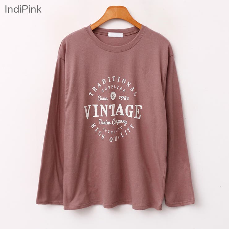 IndiPink | VINTAGEレタリングロングTシャツ ロンT ヴィンテージテイスト | PREMIUM K