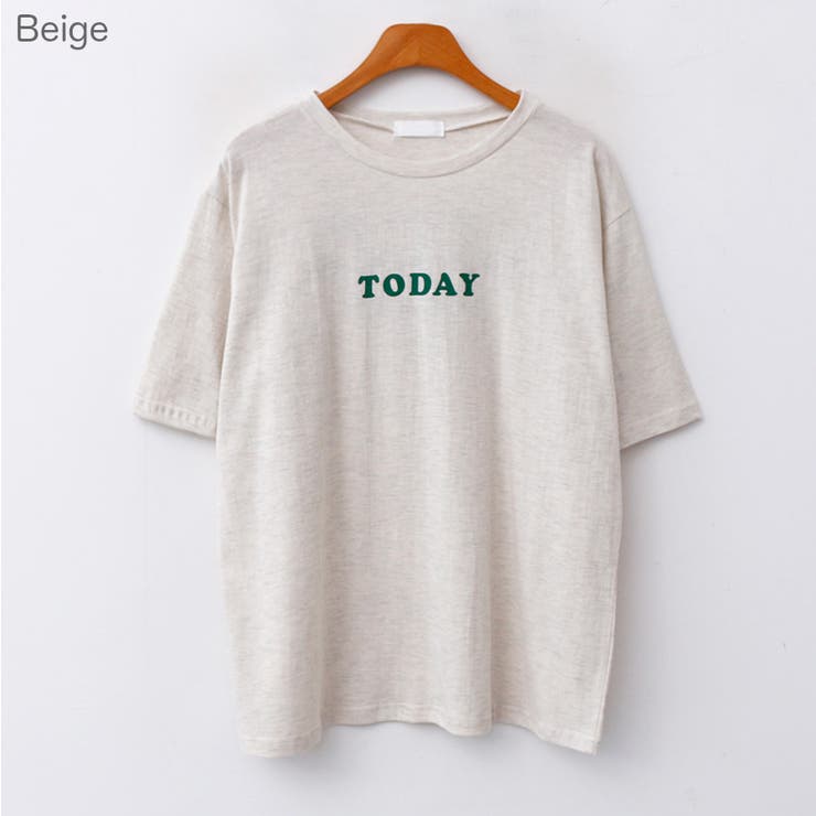 Beige | TODAYバックレタリングTシャツ ロゴT 半袖 | PREMIUM K