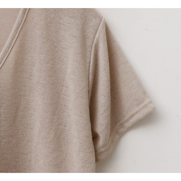 リネンミックスクロップドTシャツ 半袖 ゆるVネック | PREMIUM K | 詳細画像12 
