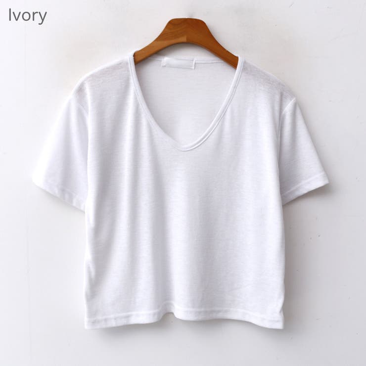 リネンミックスクロップドTシャツ 半袖 ゆるVネック | PREMIUM K | 詳細画像5 