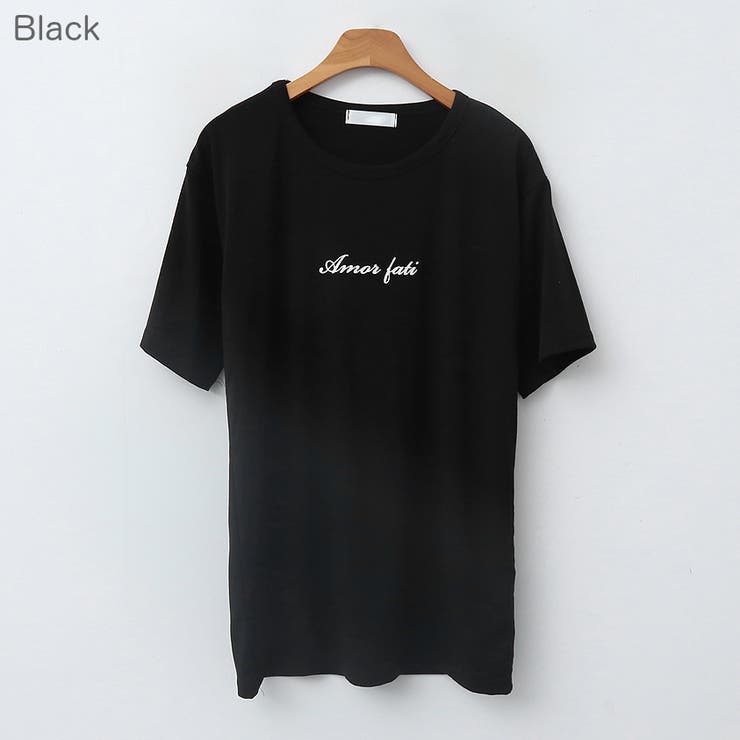 Black | AmorレタリングTシャツ レーヨンミックス ロゴT | PREMIUM K